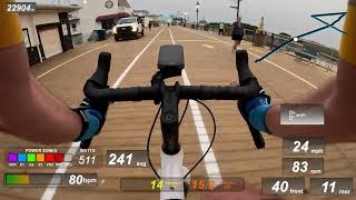 Going fast on a bicycle on the Ocean City New Jersey Boardwalk