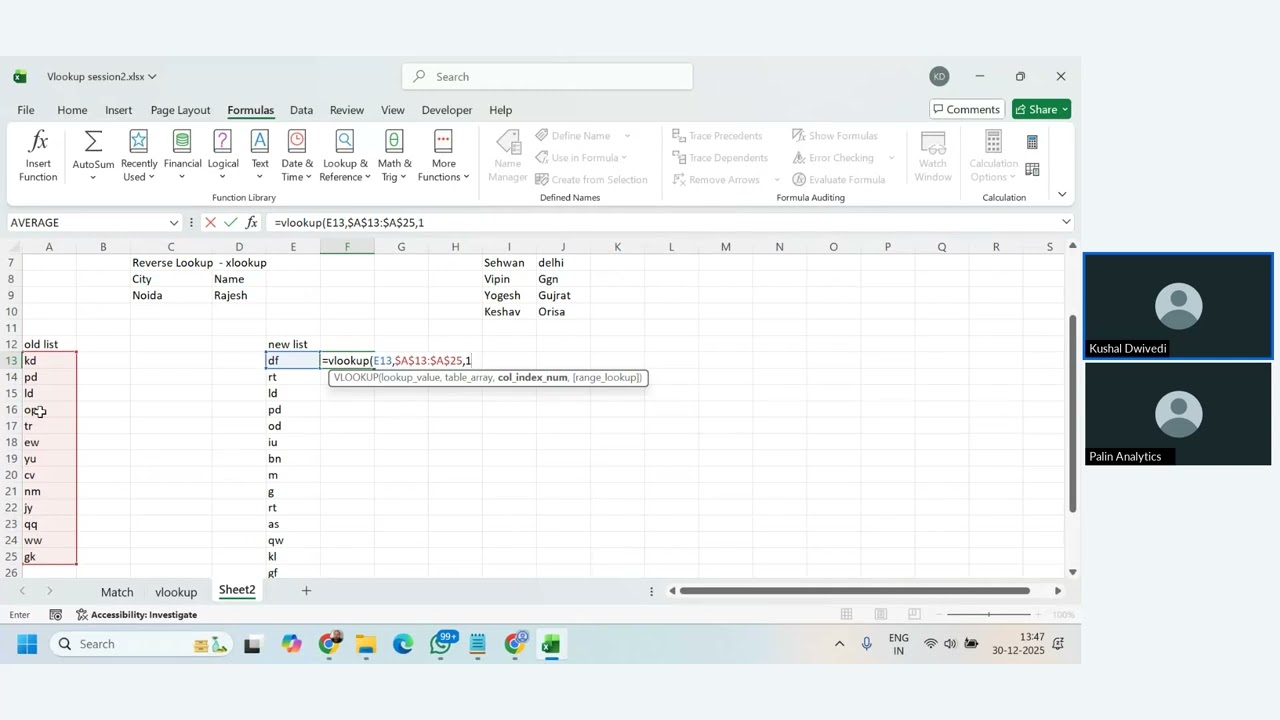 Data Science Course Batch 110 Excel Training : Session 6