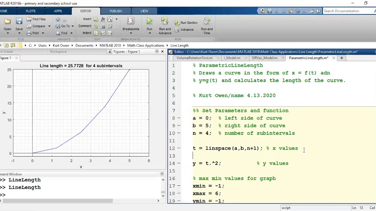 MATLAB Parametric Arc Lengths - YouTube