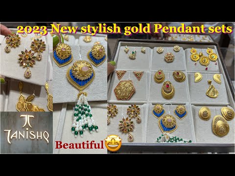 Tanishq 2023 latest stylish gold & Uncut diamonds pendant sets|New pattern gold pendant set