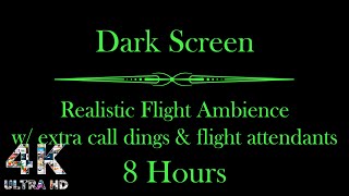 Black Screen Airplane White Noise Ambience | Flight Attendant, Extra Call Dings | Studying, Sleeping