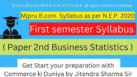 Mjpru B.com. first semester Paper Second Syllabus as per N.E.P. 2020 #mjpru  #bcomstudents