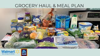 GROCERY HAUL \& MEAL PLAN | BUDGET FRIENDLY | WALMART GROCERY PICKUP | ALDI | FAMILY OF TWO