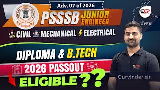Download lagu Diploma/BTech passing in 2026 eligible for PSSSB JE Adv 7 of 2026??