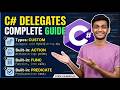 Code Example of Delegates and Events in C# 🔥 | Built-in Delegates Explained