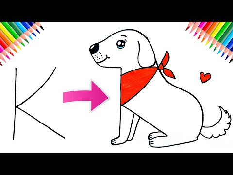 K Harfinden Köpek Çizimi 🐶 Çok Kolay Sevimli Köpek Çizimi - How To Draw a Cute Dog Very Easy