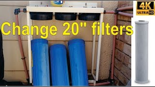 How to replace 20 inch filters for a water filtration system.
