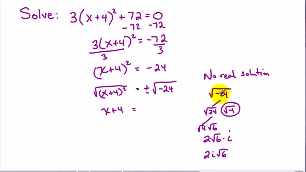 solving quadratic equations homework 5 complex numbers