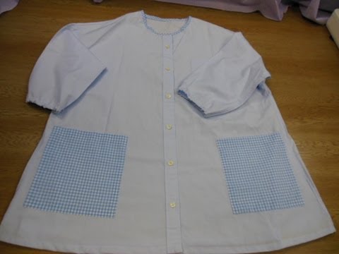 リメイク Yシャツで スモックを作りました I Remade Y Shirt And Made A Smock Youtube