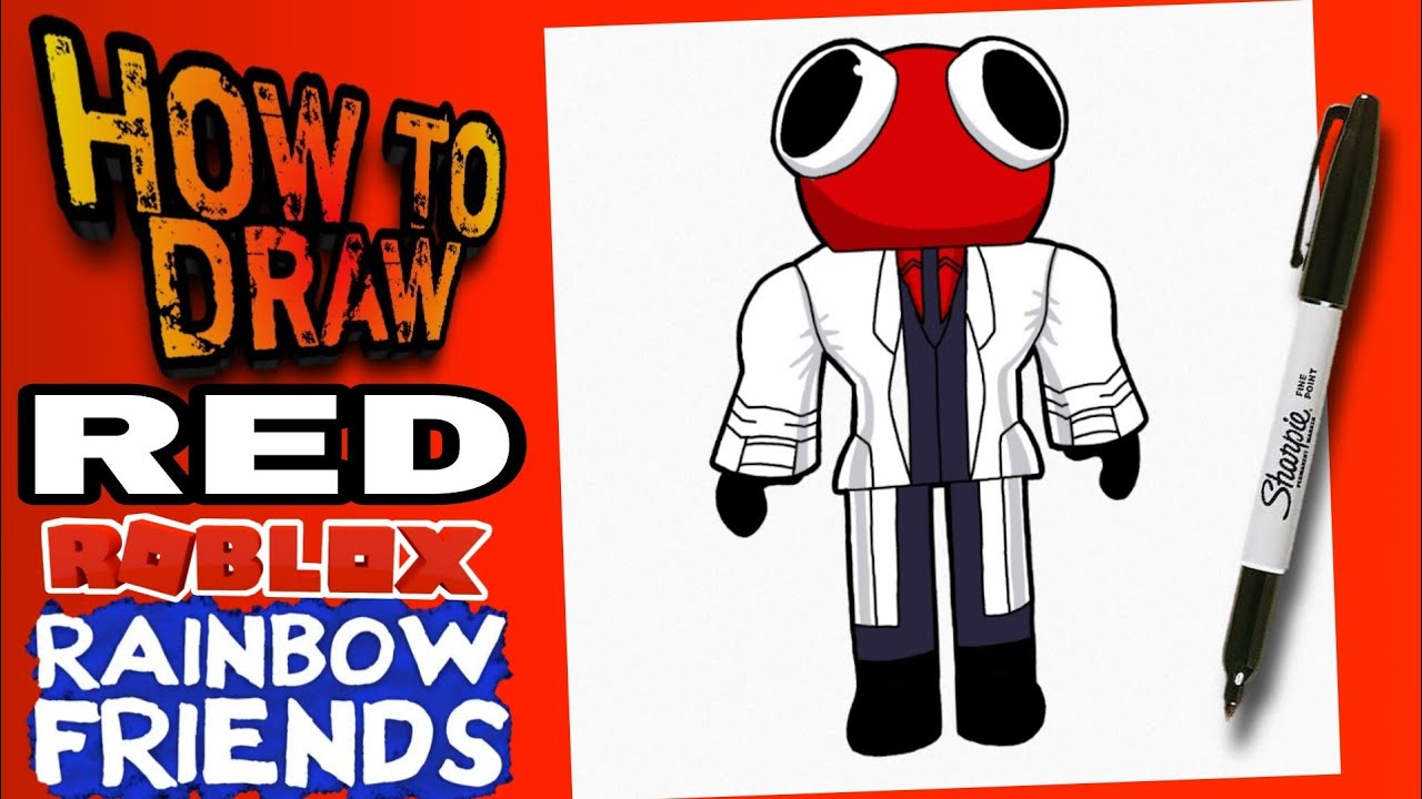 Como DESENHAR o RED do RAINBOW FRIENDS ROBLOX! Vídeo completo no YouTu