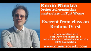 Ennio Nicotra orchestral conducting masterclass in the U.S. excerpt from class on Brahms IV 1st mov