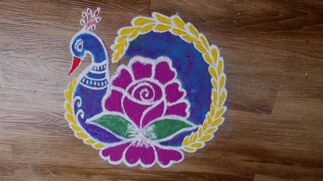 வண்ண மயில் கோலங்கள் |  Peacock Rangoli Designs  | simple and easy   |  easy rangoli designs #rangoli