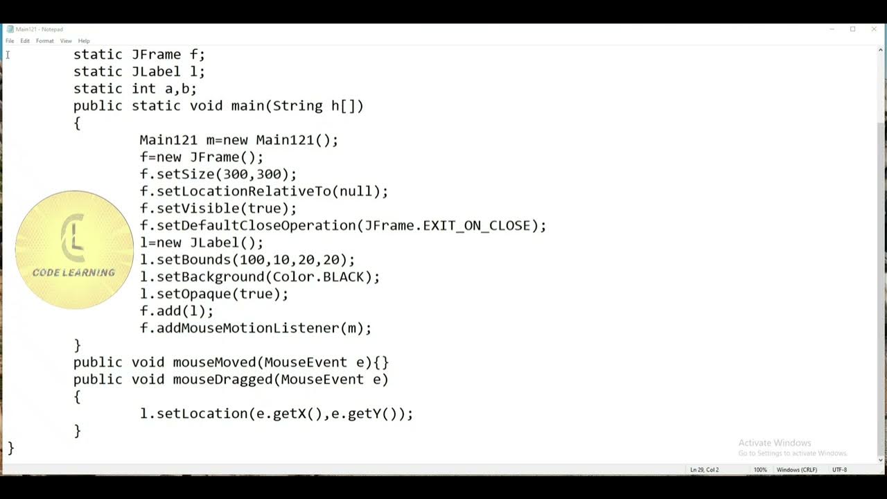 Java | Swing package 'Move JLabel using mouse #2' | CodeLearning - YouTube