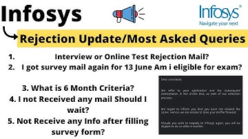 Infosys Rejection Update | From Mail or Other Source | 6 Month Criteria | Clear All Doubts