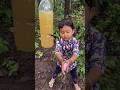 Single mom show wash hands to save soap in forest #camping #bushcraft #outdoors #lifehacks