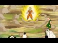 Goku transforms in super saiyan in front of androids