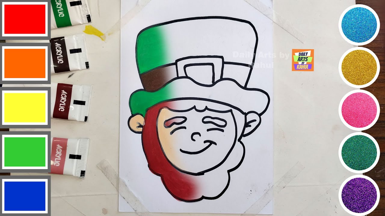 Leprechaun Face Drawing &amp; Coloring Page for Toddlers | Child Art ...