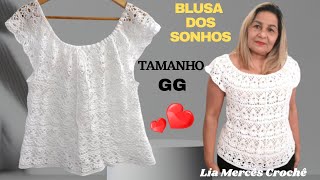 BLUSA DOS SONHOS EM CROCHÊ TAMANHO GG LINDA FÁCIL MARAVILHOSA E ECONÔMICA