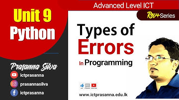 Unit 9: Types of Errors in Programming : A/L ICT