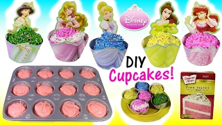 Diy Disney Princess Cupcakes Decorate Belle Cinderella Ariel With Icing & Sprinkles Baking Fun