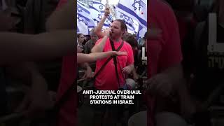 Israeli Anti-Judicial Overhaul Protesters Gather at Train Stations screenshot 2