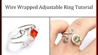 Easy Jewelry Tutorial : Wire Wrapped Adjustable Ring with Crystals