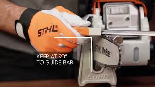 How to Sharpen Your Chain with the 2 in 1 File | STIHL Tutorial