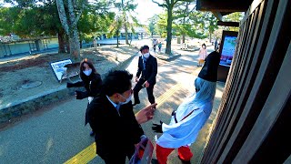 Шутка с манекеном 6: Беседка укимидо в парке Олень Нара, Япония