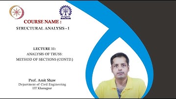 Lecture 11 : Analysis of Truss: Method of Sections (Contd.)