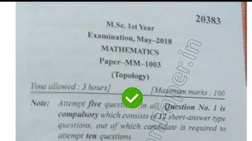 2018 Mdu MSc DDE Mathematics 1st Year Topology Question Paper
