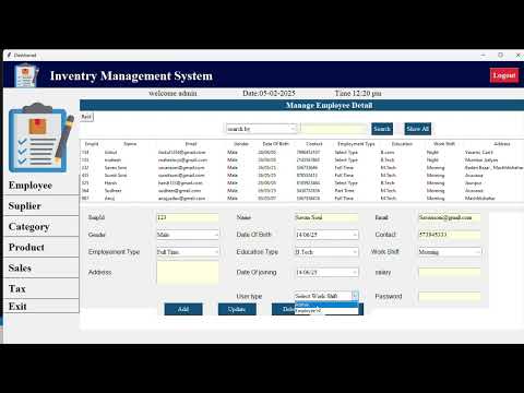 Build an Employee Dashboard for Your Inventory System | Python Tkinter Tutorial