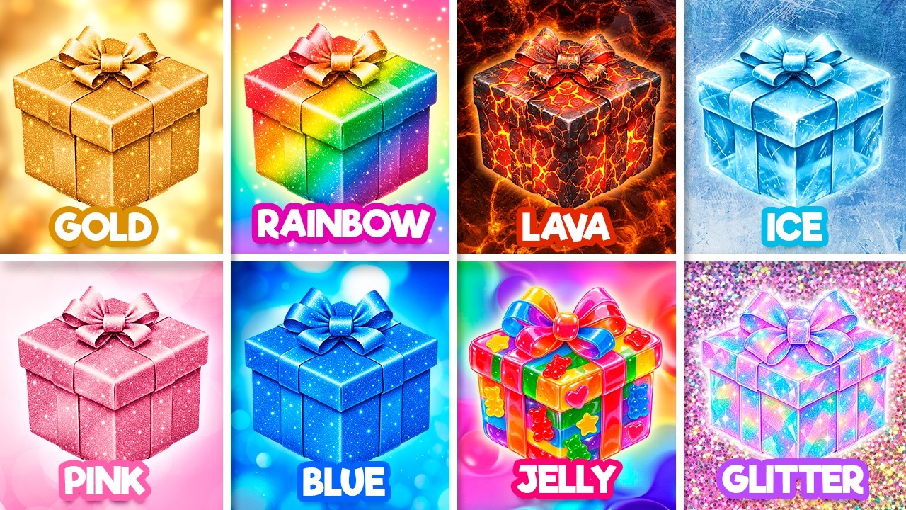 Choose Your Gift: Lava 🔥, Ice 🧊, Pink 🩷, Blue 💙, Rainbow 🌈, Gold ⭐, Jelly 🪼, Glitter ✨