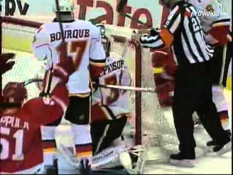 Johan Franzen banks it off of Miikka Kiprusoff's h...