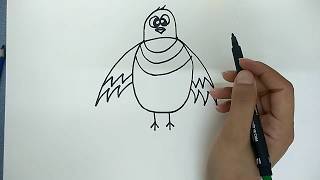 Kolay Kuş Çizimi - How To Draw A Bird ?