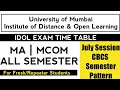 MCOM/MA TIME TABLE RELEASED