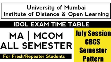 MCOM/MA TIME TABLE RELEASED
