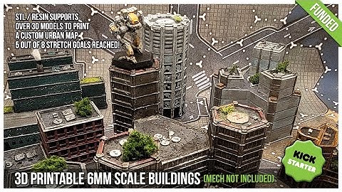 6MM Scale Futuristic Urban 3D Printed Buildings