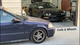 $750 EK Civic Hatch Daily and DC2 Integra Get Coilovers and Wheels - 5Zigen and Buddy Club