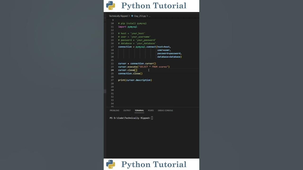Getting mysql column names with python python tutorial youtube