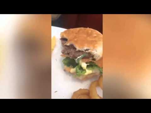 Diner found CATERPILLAR in his cheeseburger after taking a bite