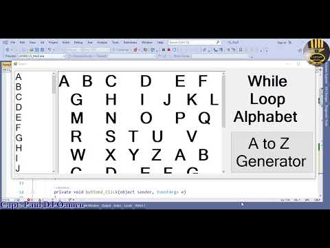 How to Generate A to Z Alphabet in C# using while loop - Beginners Tutorial