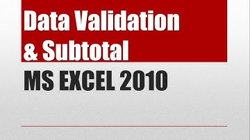 Data Validation and Subtotal in MS-EXCEL 2010