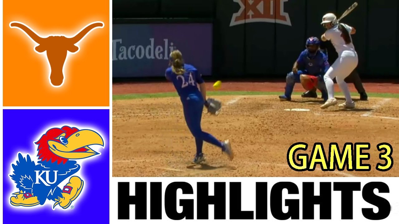 Kansas vs 8 Texas Highlights [GAME 3] NCAA Softball Highlights