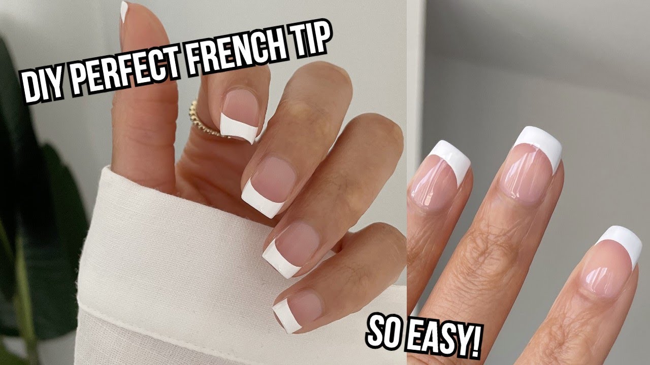 EASIEST FRENCH TIP NAILS AT HOME | how to do the perfect French tip nails |  