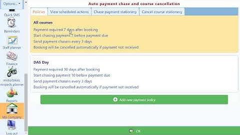 Automatic payment chase and course cancellation