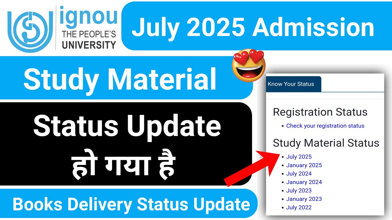 IGNOU Study Material Status Update | IGNOU Admission 2025 July Session ...