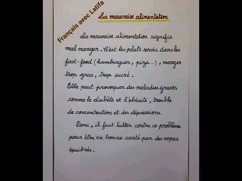 Production écrite De La Mauvaise Alimentation وضعية إدماجية حول سوء التغذية