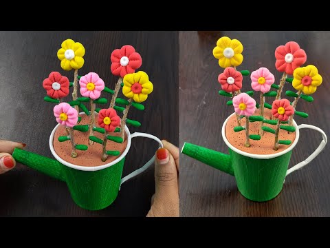 手作り花形人形 赤と緑 DIY Miniature Flowers | DIY How To Make Polymer Clay Miniature
