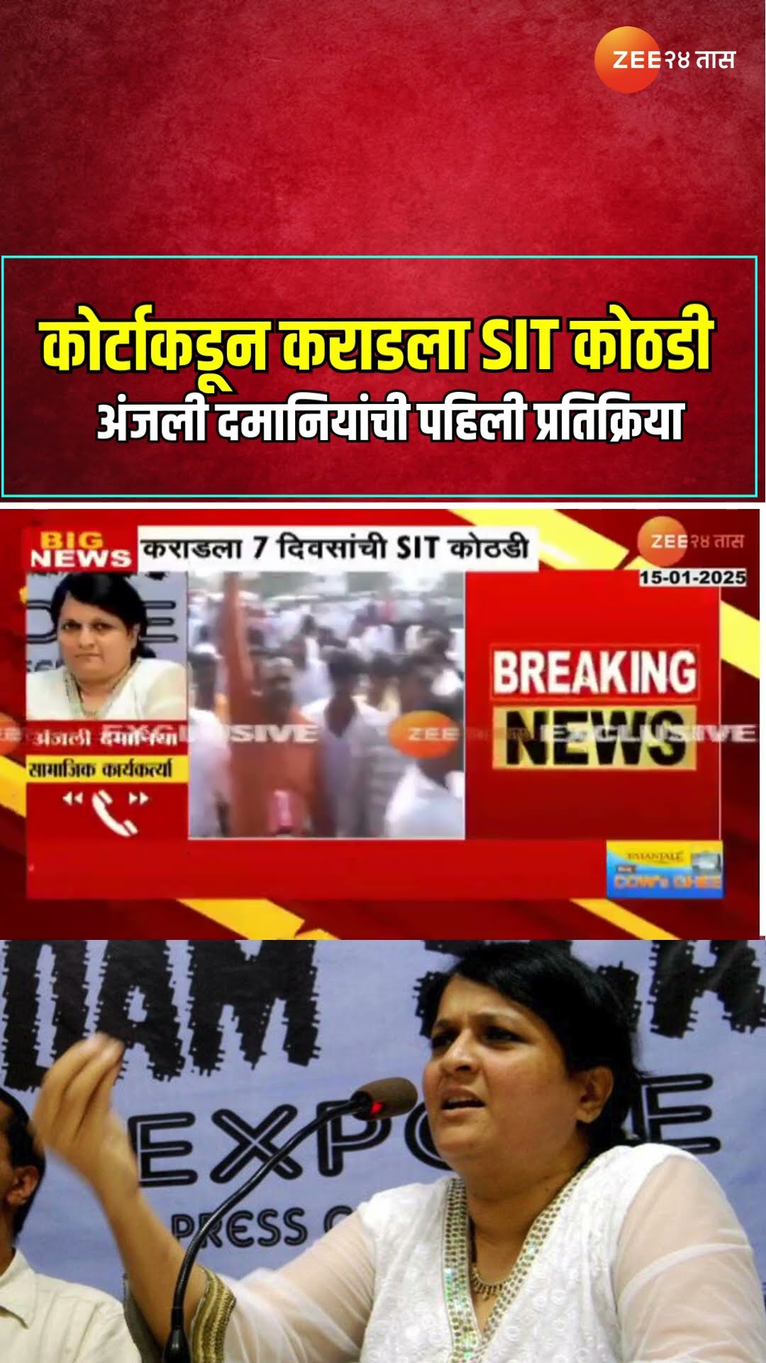 Anjali Damania On Walmik Karad | कोर्टाकडून कराडला SIT कोठडी; अंजली दमानियांची पहिली प्रतिक्रिया