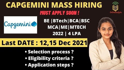 Capgemini Mass Hiring 2022| Any Graduate | Batch?| Eligibility?| Steps?| Salary 4+ LPA| Must Watch!